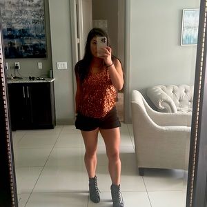 Sequin brown shirt sleeveless